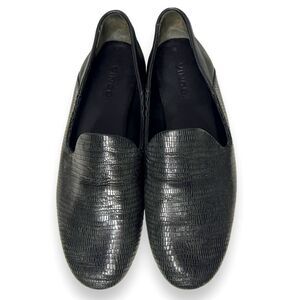 Vince Black Leather Flat Loafers Embossed women shoes Size 6 Excellent condition